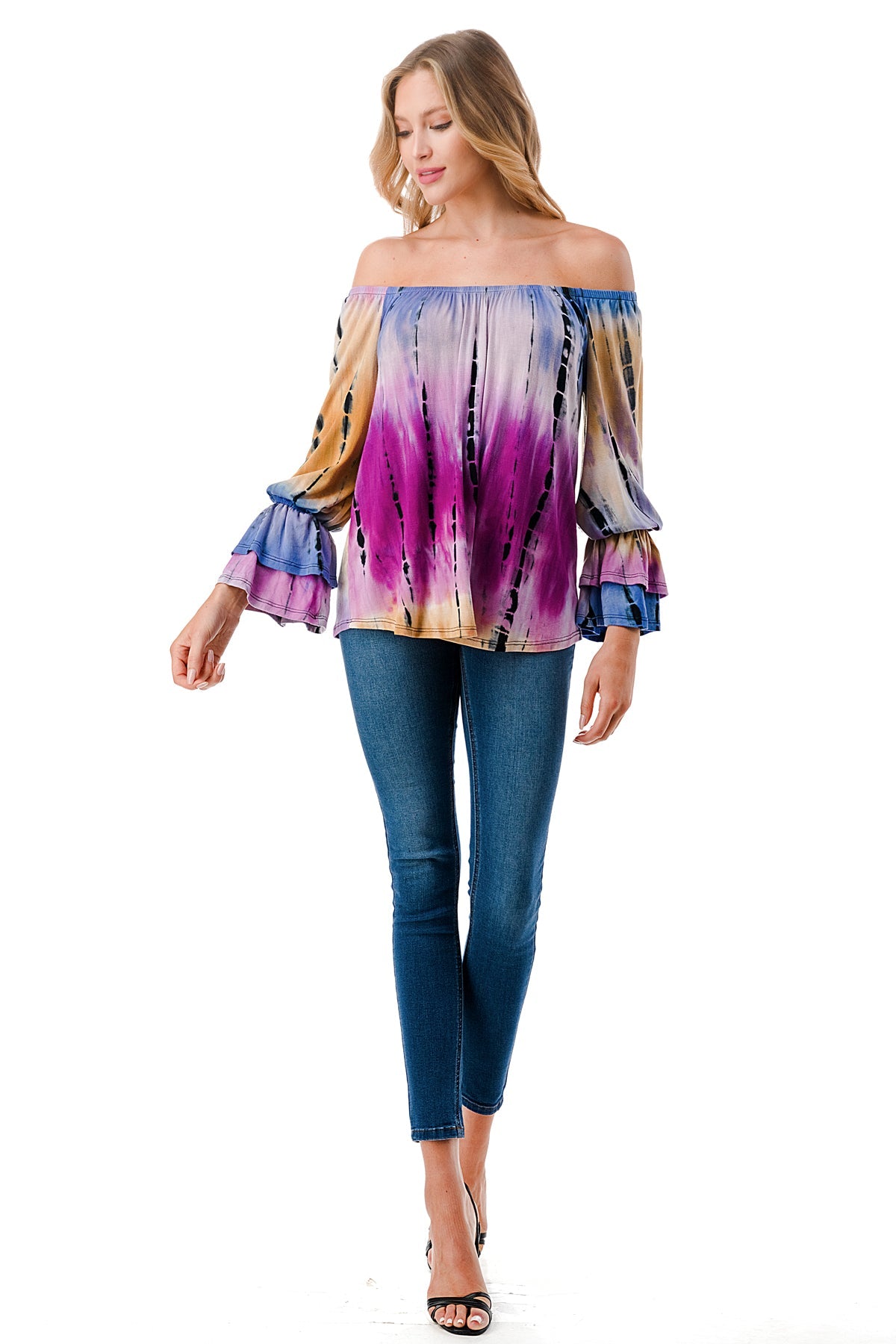 FRANCES OFF SHOULDER TOP (MULTI TIE DYE)- VT3160