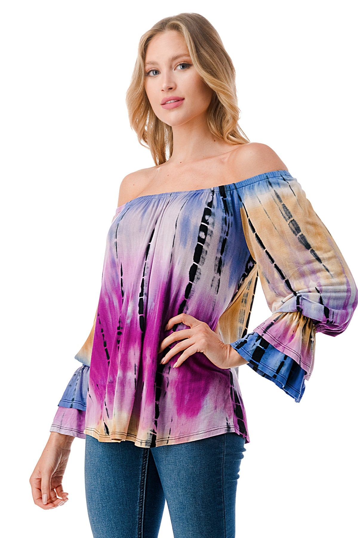 FRANCES OFF SHOULDER TOP (MULTI TIE DYE)- VT3160