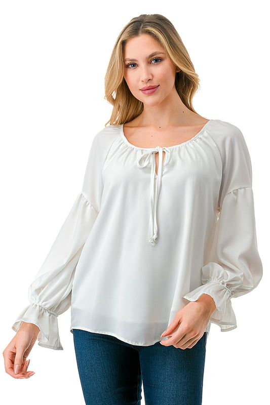 ALILE FRONT TIE TOP (WHITE)- VT3193