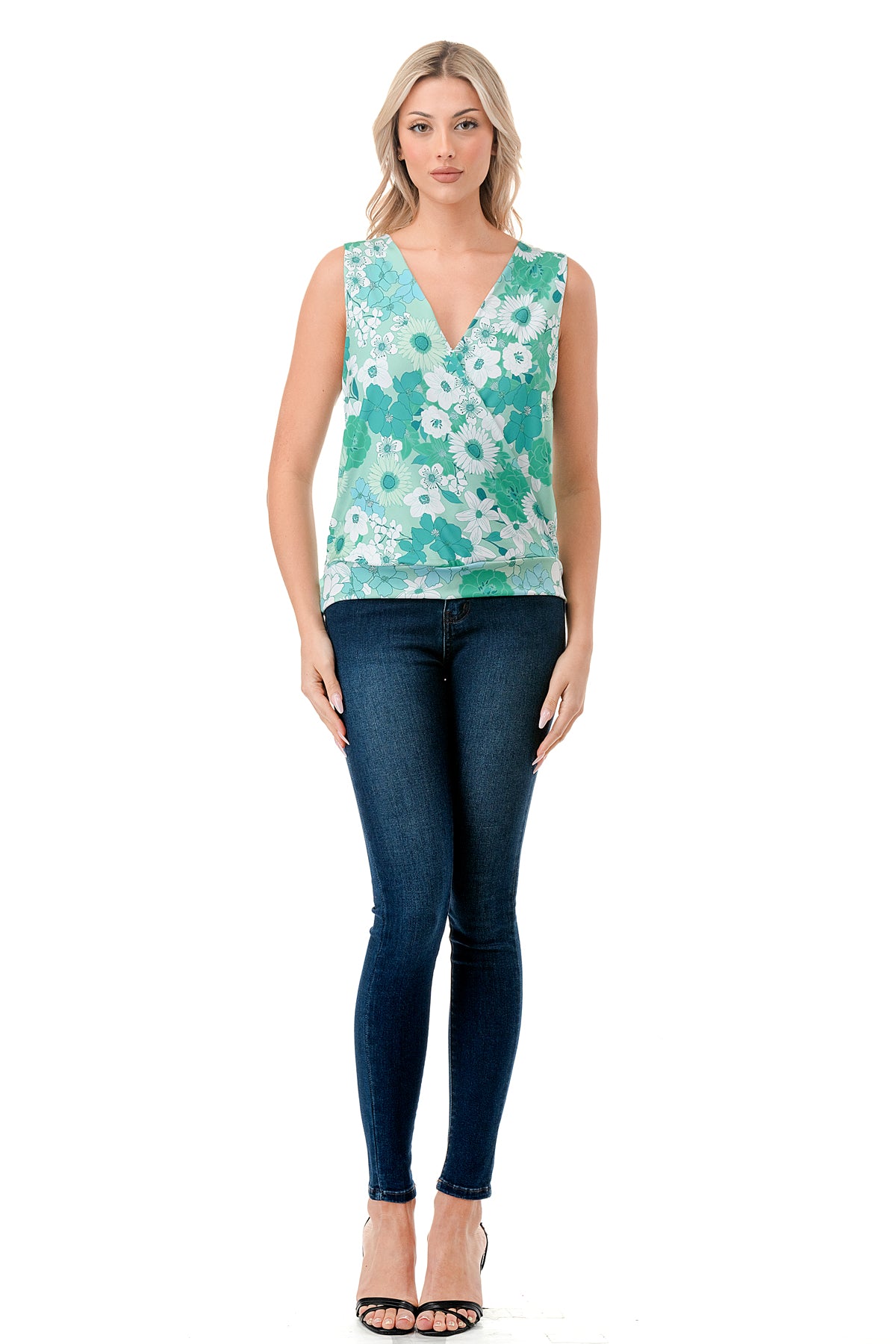 ANOUK SURPLICE TOP (GREEN FLORAL)-VT3210