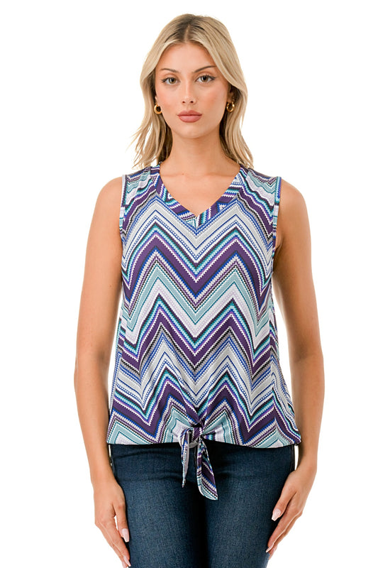 HARPER FRONT TIE TOP (BLUE CHEVRON)-VT3233