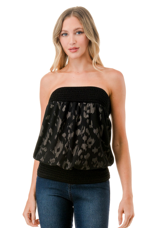 AMELIE TUBE TOP (LEOPARD / BLACK  MASH)- VT3249