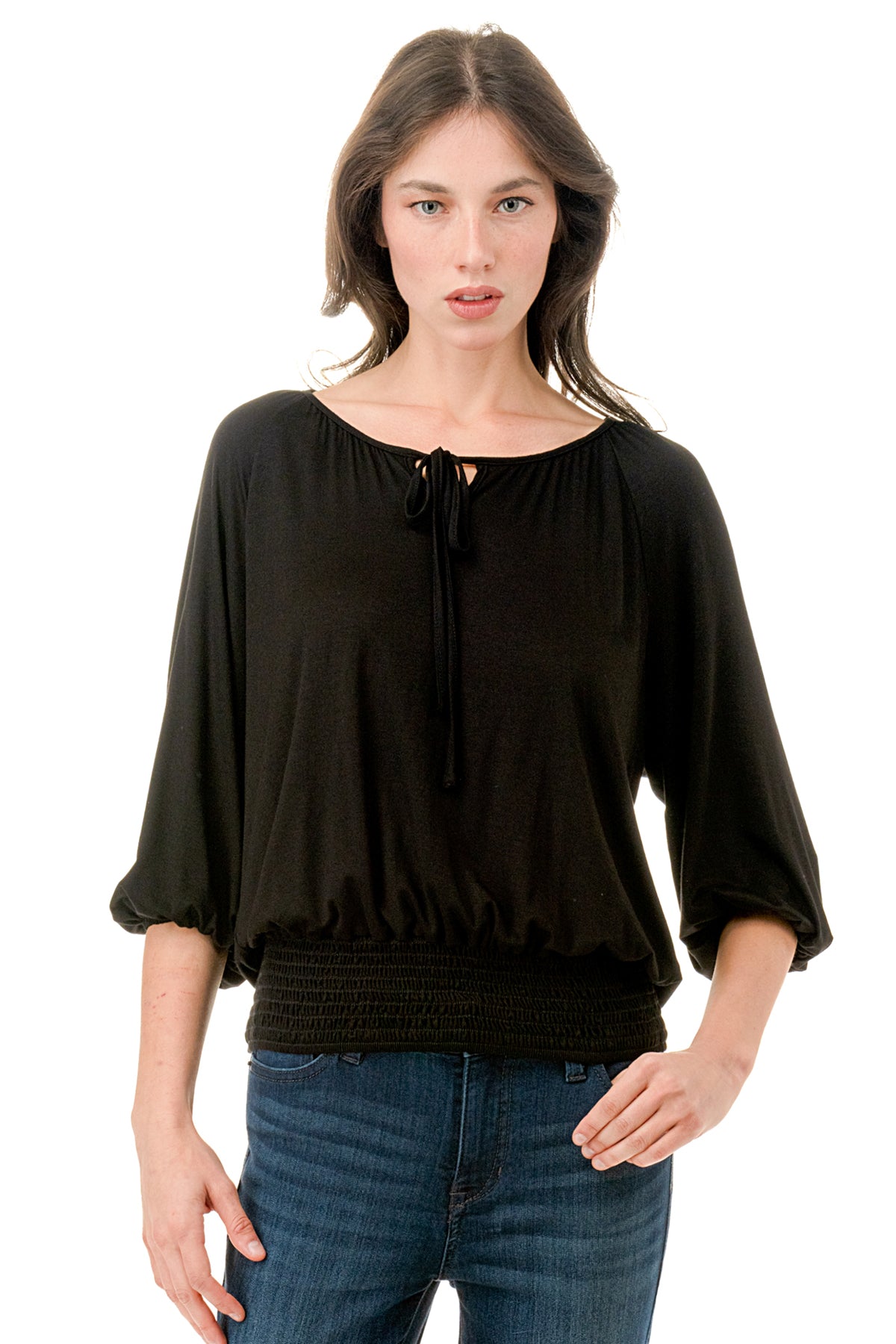 JOY ROUND NECK TOP (BLACK)- VT3276