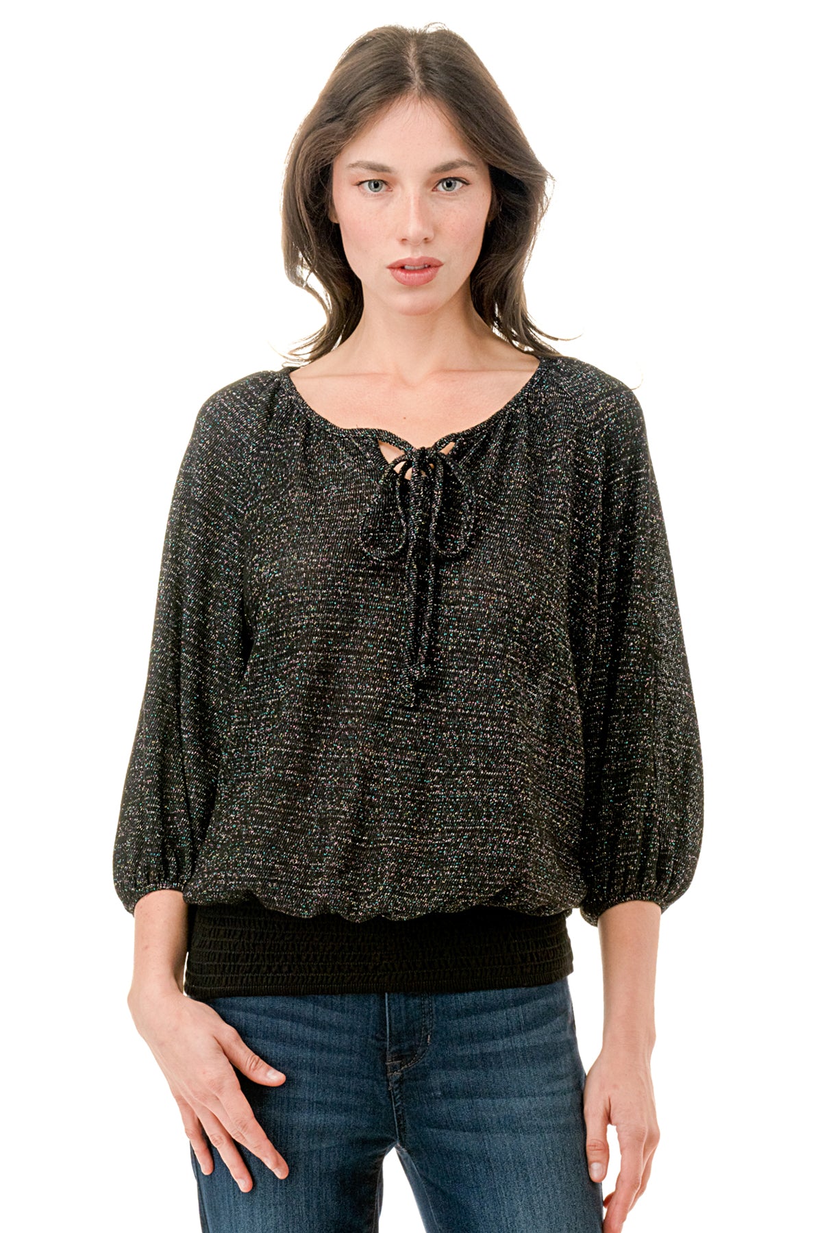 JOY ROUND NECK TOP (METALLIC KNIT)- VT3276