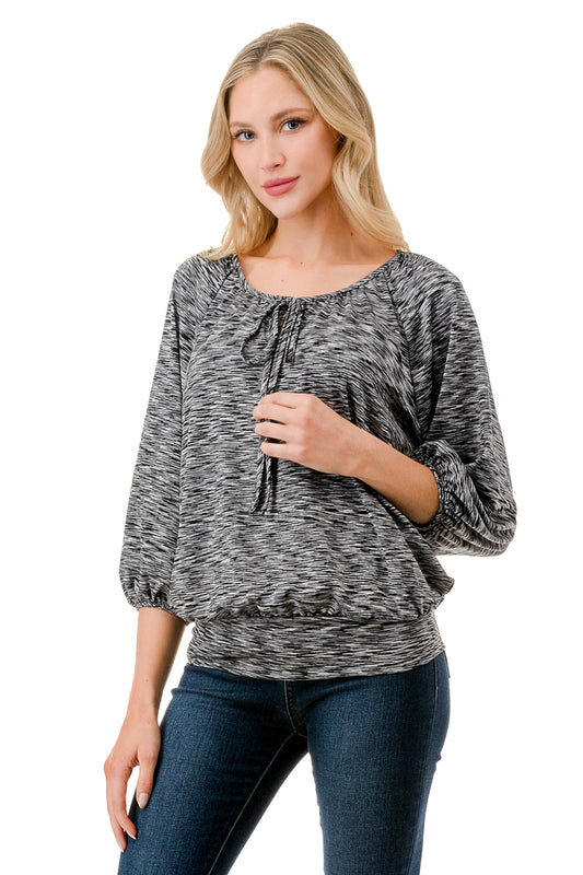 JOY ROUND NECK TOP (TWO TONE GREY)- VT3276