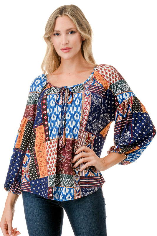 TRISH BLOUSE (MULTI BOHEMIAN)-VT7833