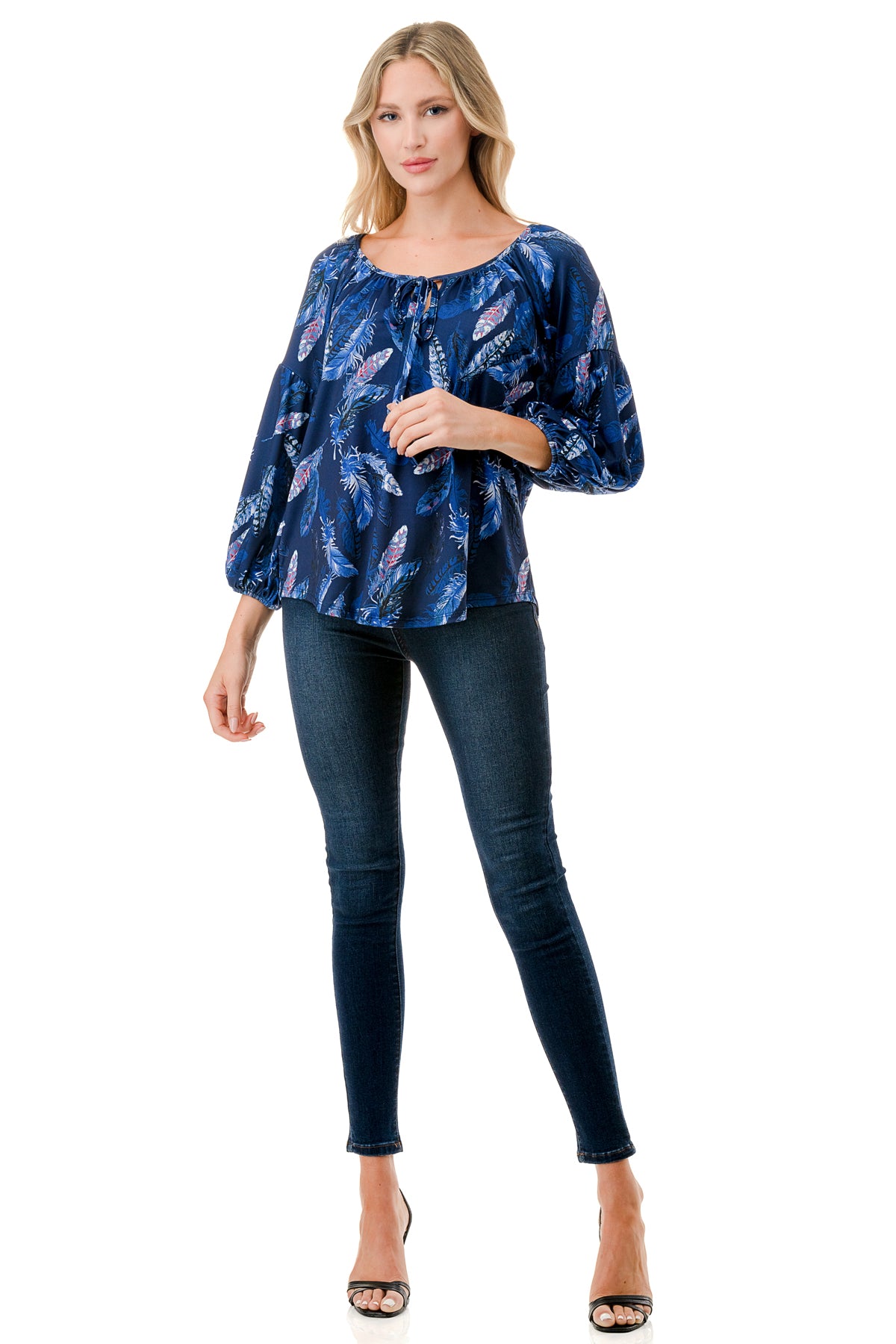 TRISH BLOUSE (NAVY PEACOCK)-VT7833