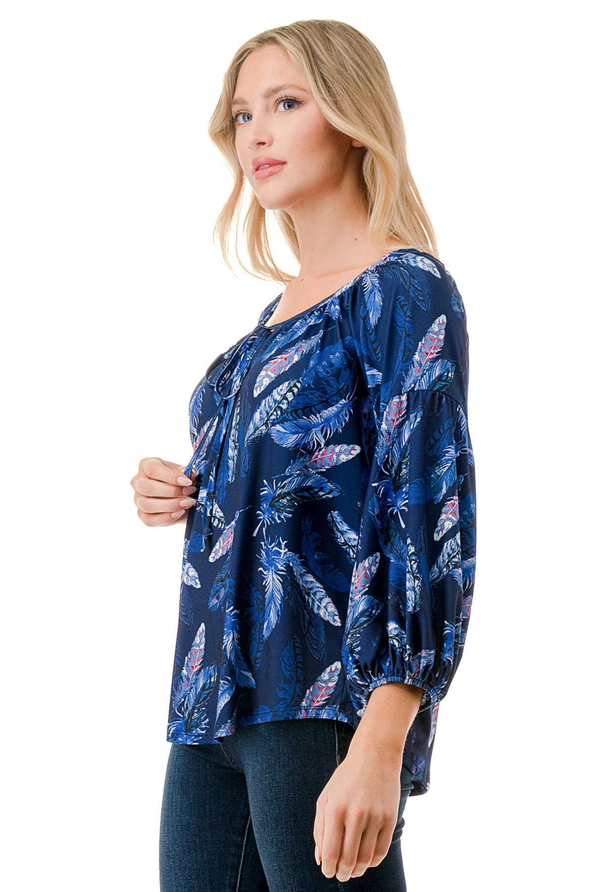 TRISH BLOUSE (NAVY PEACOCK)-VT7833