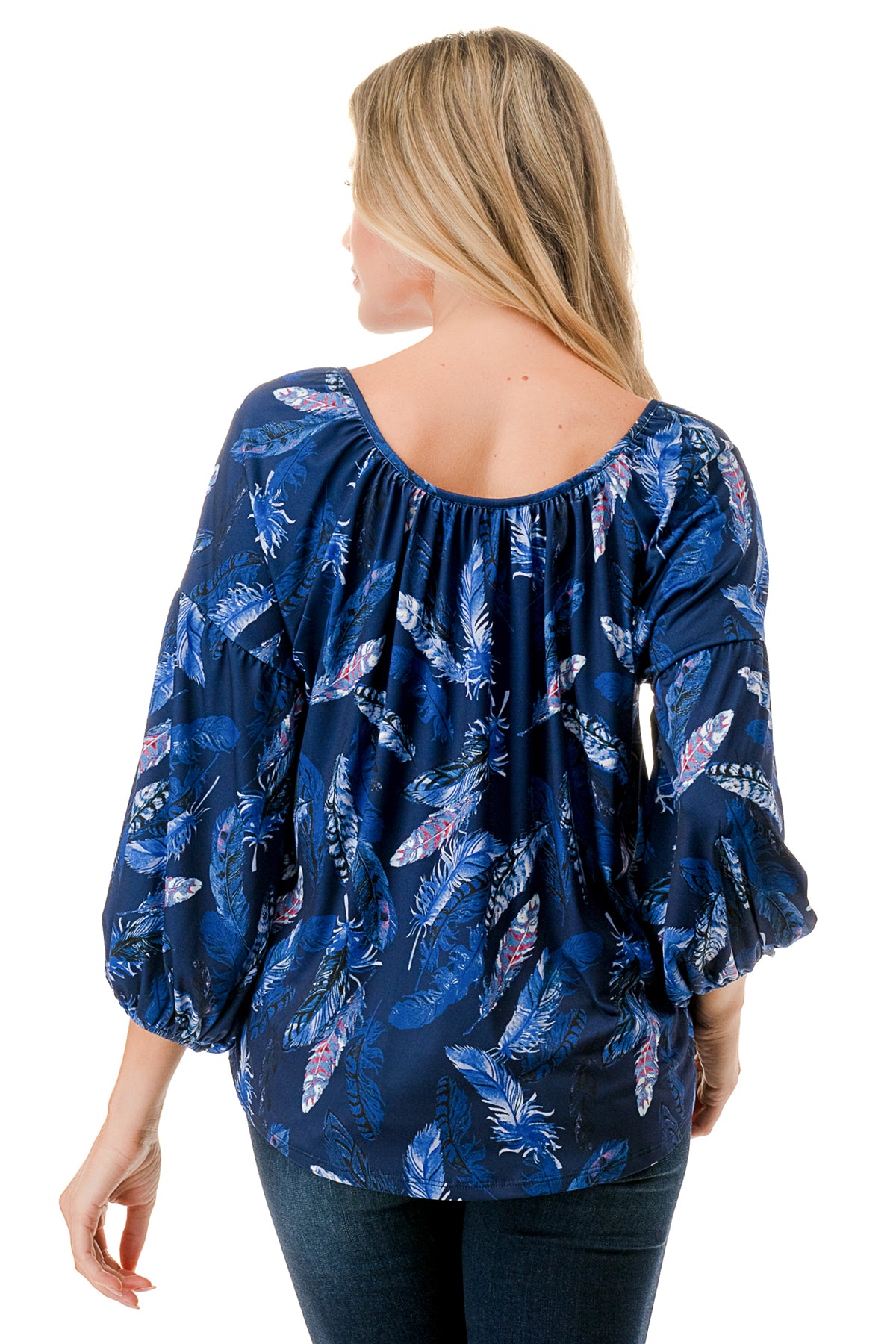 TRISH BLOUSE (NAVY PEACOCK)-VT7833