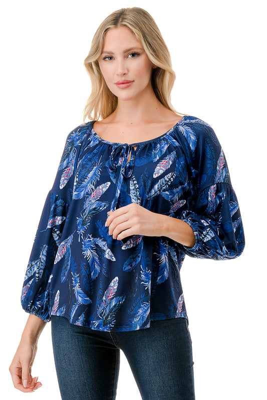 TRISH BLOUSE (NAVY PEACOCK)-VT7833