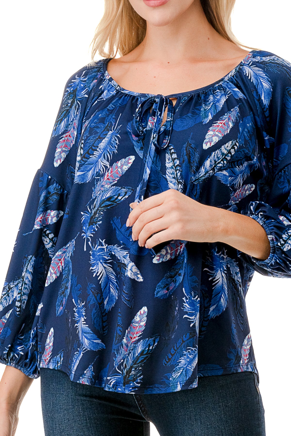 TRISH BLOUSE (NAVY PEACOCK)-VT7833