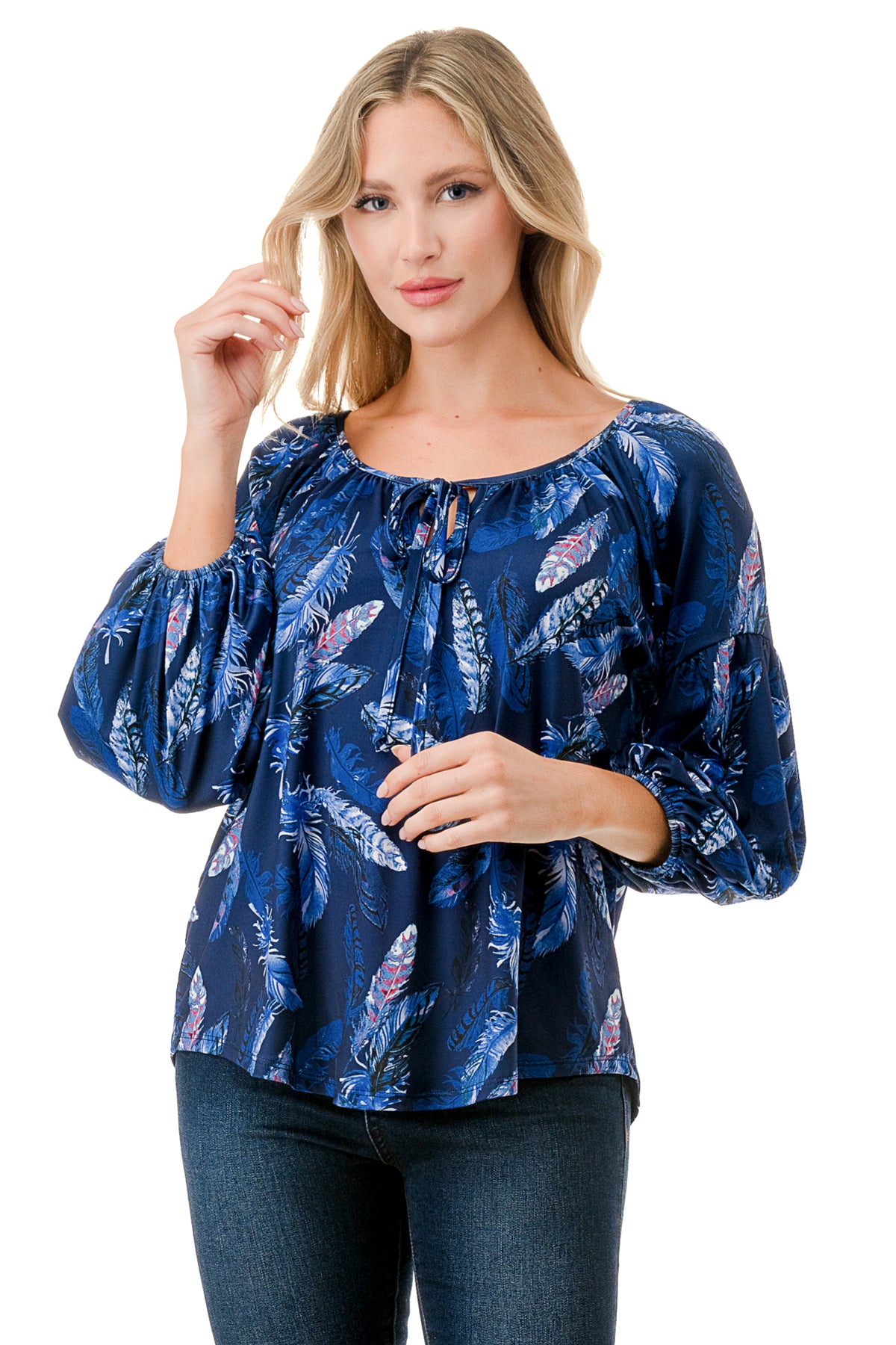 TRISH BLOUSE (NAVY PEACOCK)-VT7833