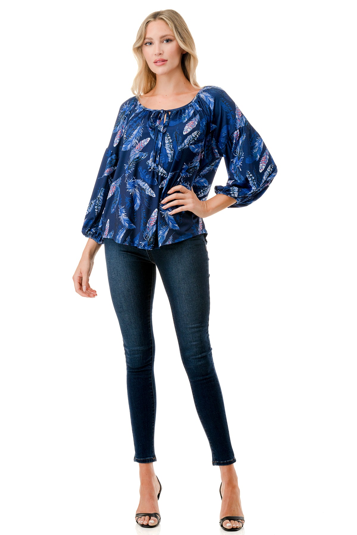 TRISH BLOUSE (NAVY PEACOCK)-VT7833