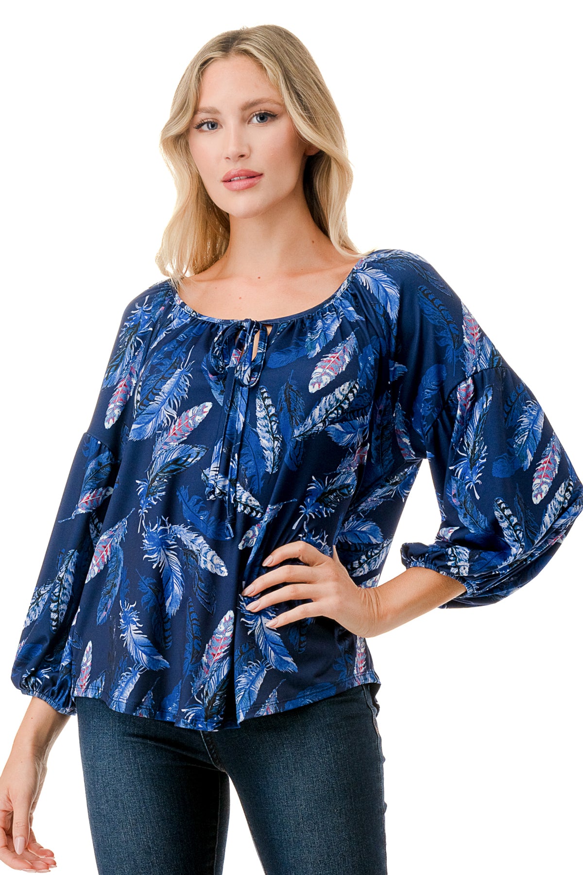 TRISH BLOUSE (NAVY PEACOCK)-VT7833