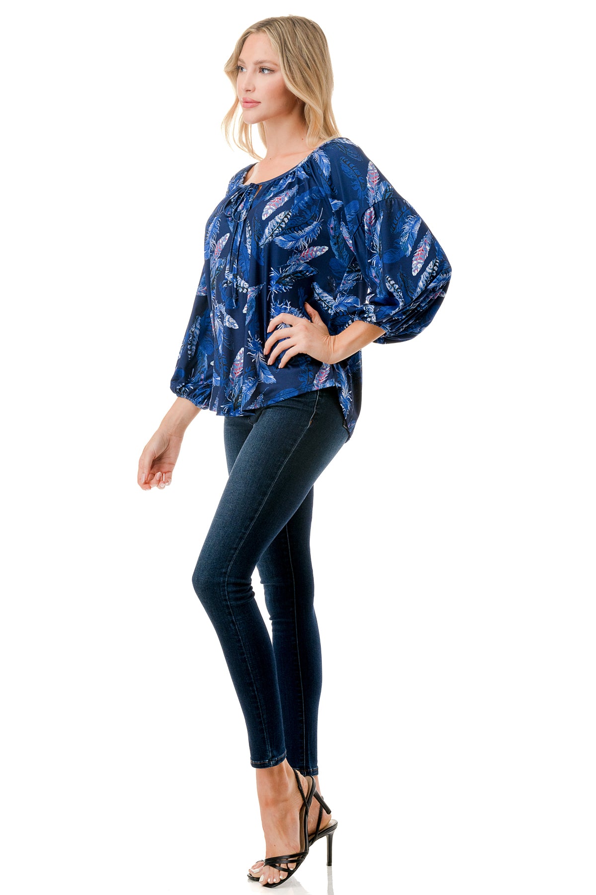 TRISH BLOUSE (NAVY PEACOCK)-VT7833