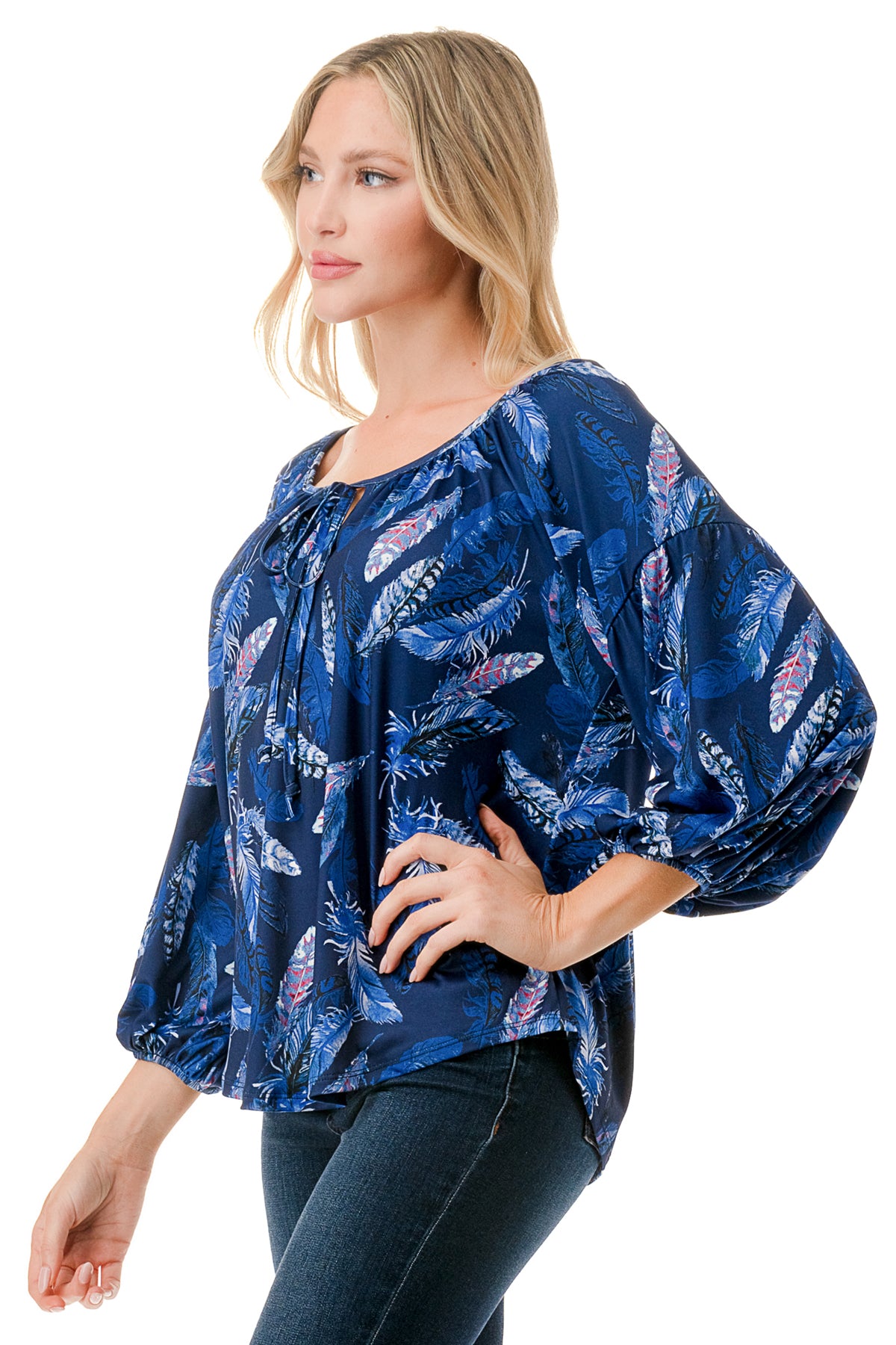 TRISH BLOUSE (NAVY PEACOCK)-VT7833