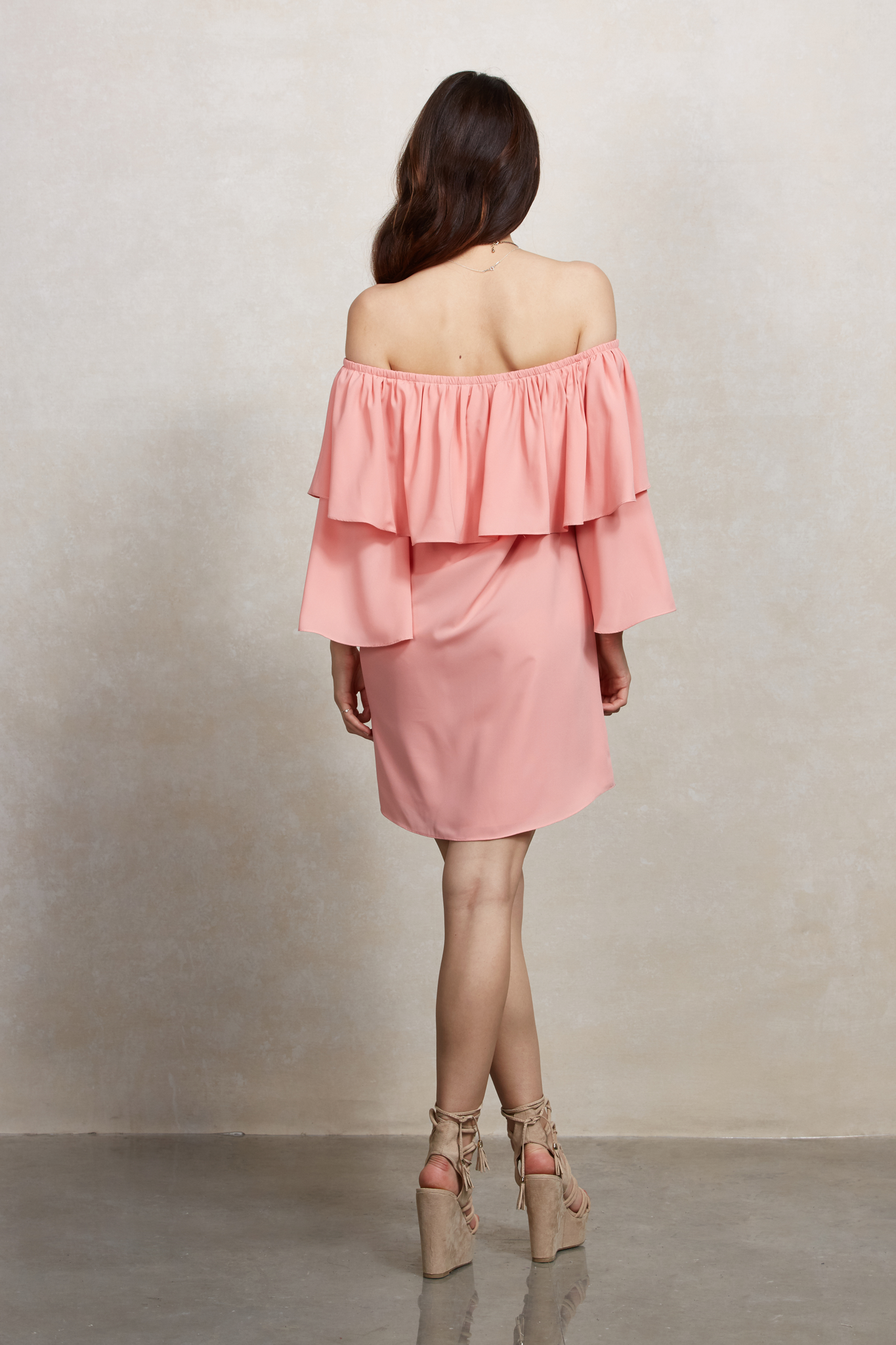 CLIO OFF SHOULDER DRESS (PEACH)-VD1686