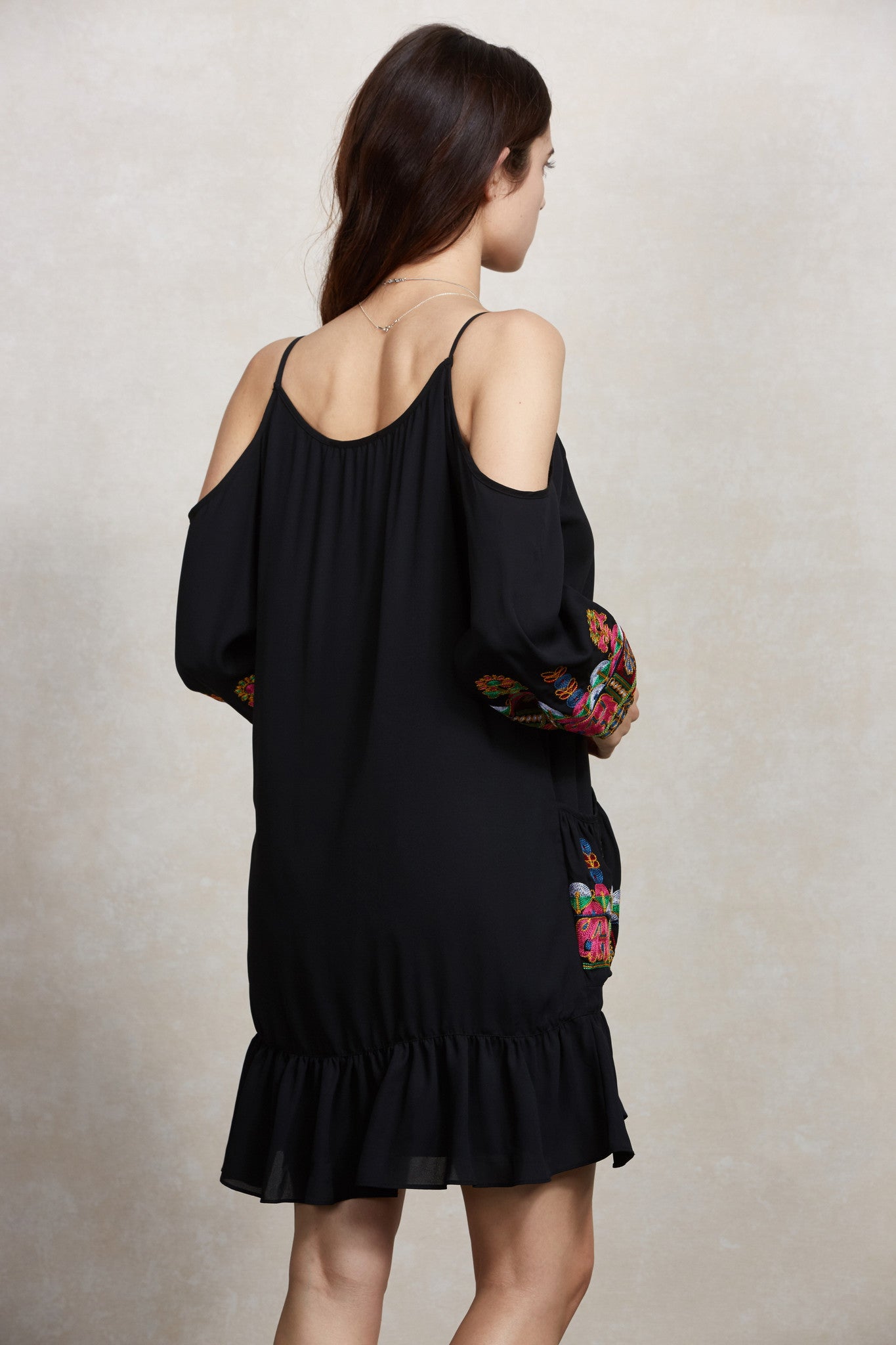 GABI OPEN SHOULDER DRESS (Black)-CVD1518