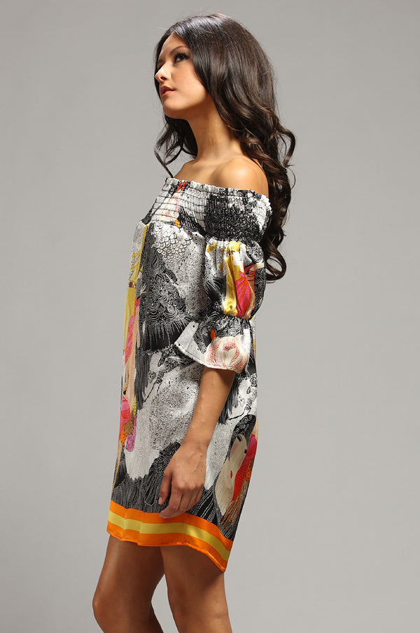 GATSBY OFF SHOULDER DRESS (MULTI)-D6578