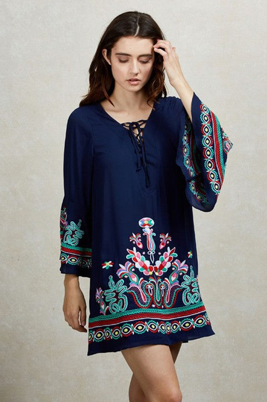 KALONICE TUNIC DRESS (Navy)-CVD1512