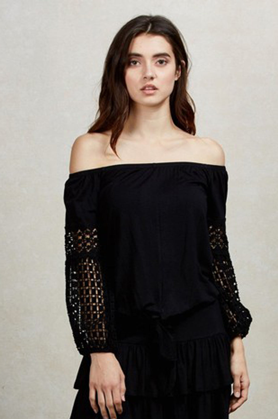 NATHASHA OFF THE SHOULDER  TOP (Black)-VT1821