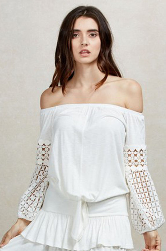 NATHASHA OFF THE SHOULDER  TOP (Off White)-VT1821