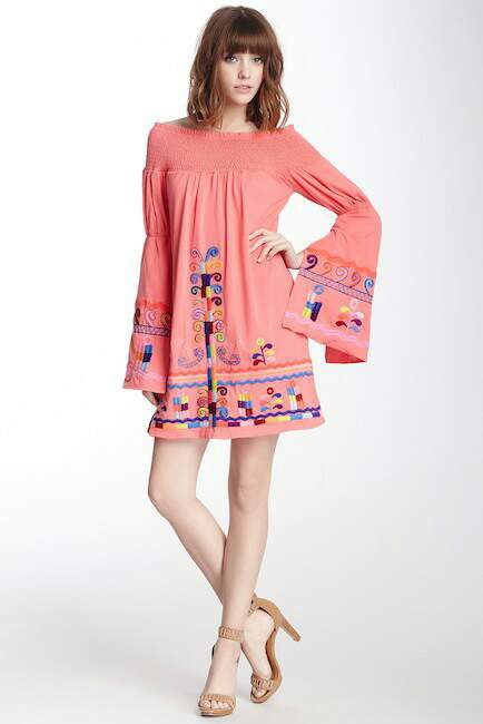 DARA OFF SHOULDER DRESS (CORAL)-CVD6606