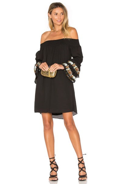 DINA OFF SHOULDER DRESS (BLACK)-CVD1407