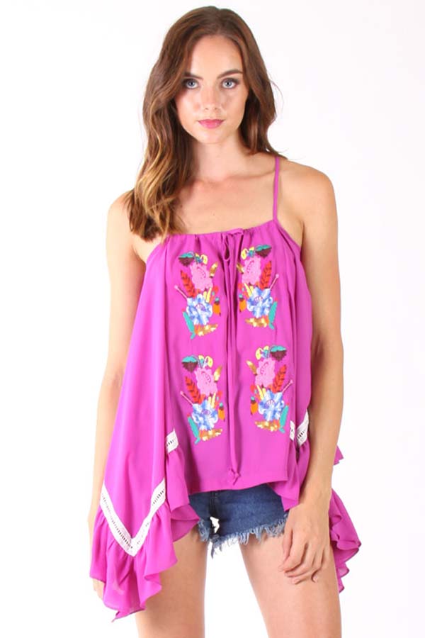 ULLA FRONT TIE CAMI (MAGENTA)-CVT1206