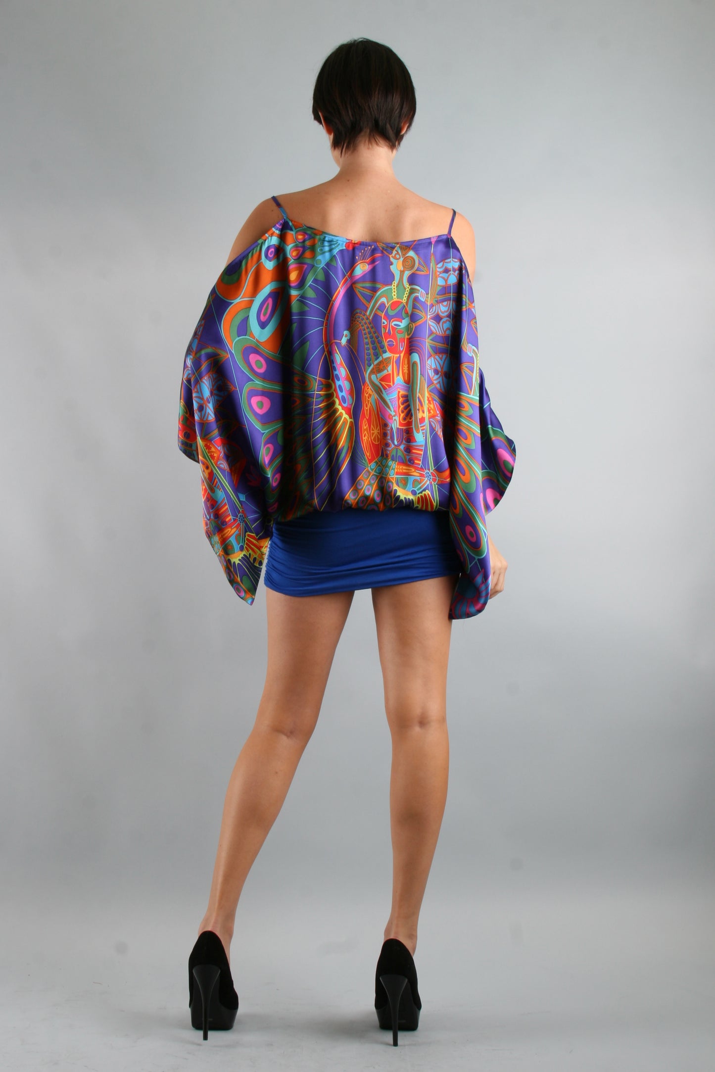 TRIBAL II BLOUSON DRESS (ROYAL BLUE)- D7659