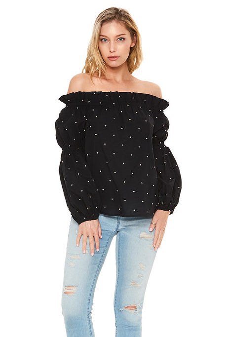 ESTRELLA OFF SHOULDER TOP (Black)- VT2117