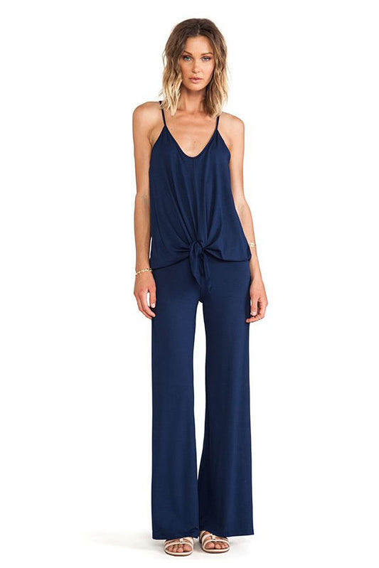 Scarlet Tie Jumpsuit (NAVY)-JD7702