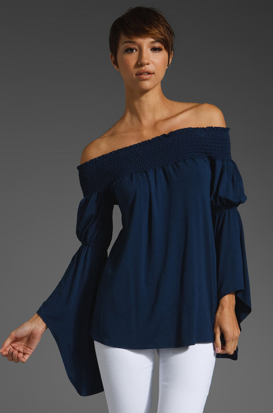 AUBREY OFF SHOULDER TOP (Navy)-JT7510