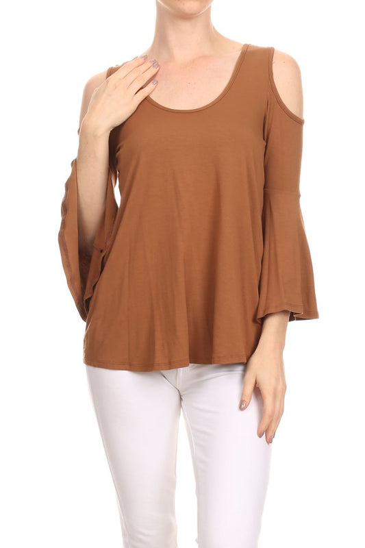 Brenda Bell Sleeve Top (LT. BROWN)-JT7365