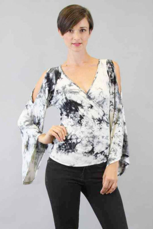 KELSEY TIE DYE TOP (BLACK/WHITE TIE DYE)-JT8290