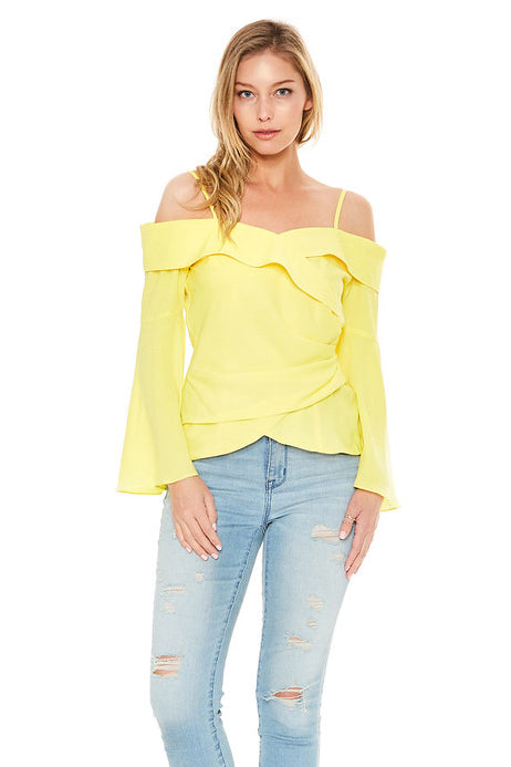 JULIET OFF SHOULDER TOP (Yellow)-VT2107