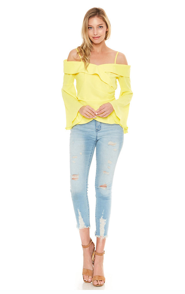 JULIET OFF SHOULDER TOP (Yellow)-VT2107