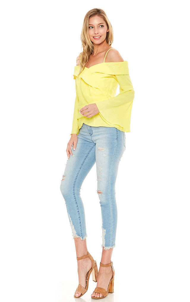 JULIET OFF SHOULDER TOP (Yellow)-VT2107