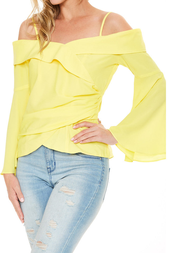 JULIET OFF SHOULDER TOP (Yellow)-VT2107