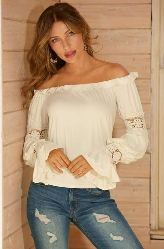 ASTRID OFF SHOULDER TOP-OFF WHITE-VT2166