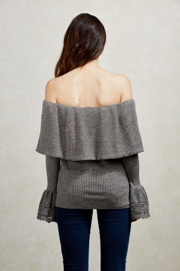 VALERIE OFF SHOULDER TOP (GREY)-VT1845