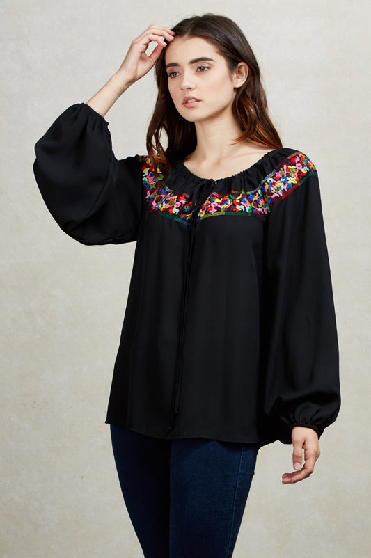 BRITNEY LONG SLEEVE BLOUSE(BLACK) -CVT1482