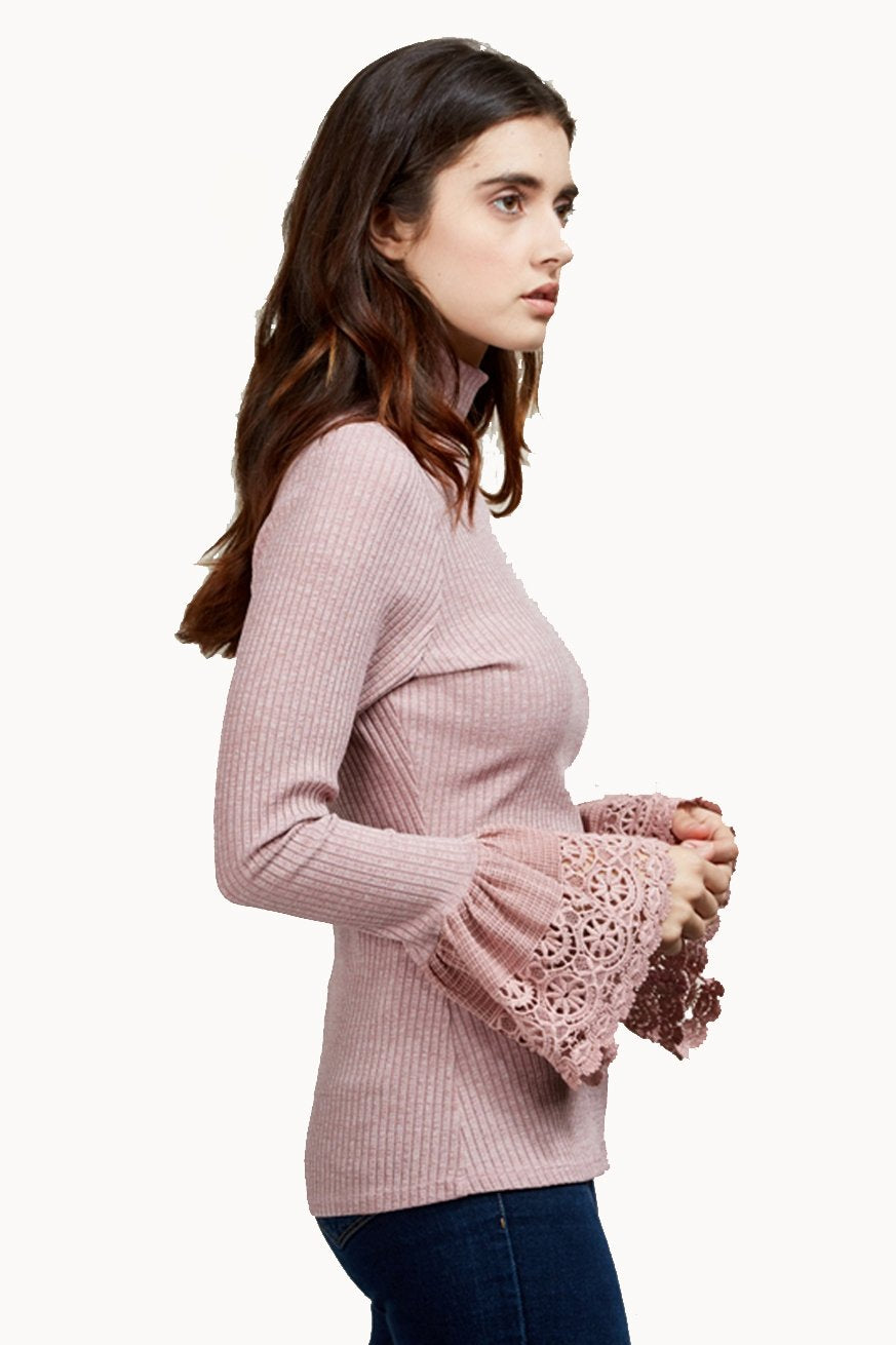 VALERIE TURTLE NECK TOP (DUSTY ROSE)-VT1842