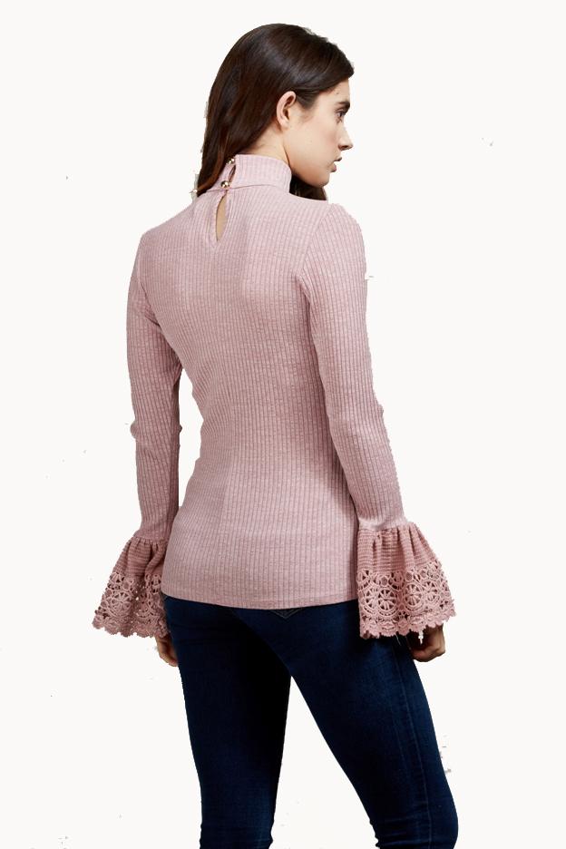 VALERIE TURTLE NECK TOP (DUSTY ROSE)-VT1842