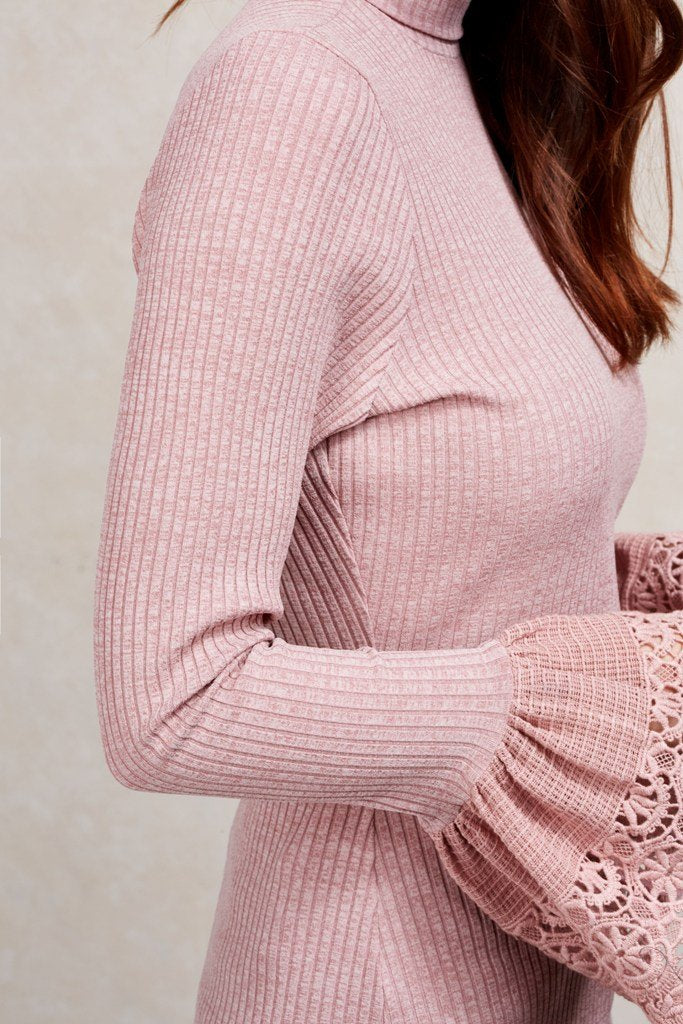 VALERIE TURTLE NECK TOP (DUSTY ROSE)-VT1842