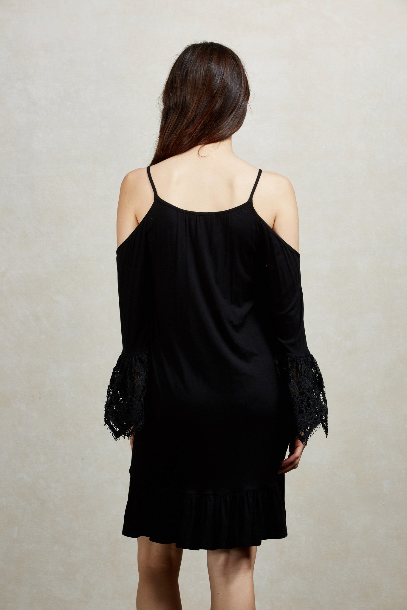 JULIA COLD SHOULDER DRESS (BLACK)-VD1352