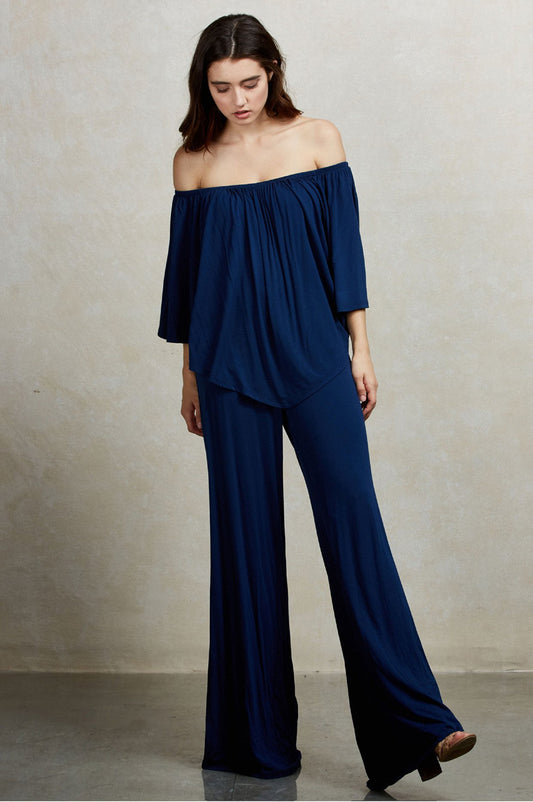 JILL STRAPLESS JUMPSUIT (Navy, Charcoal, Royal Blue, Dark Brown, L. Brown, Purple)- JD7152