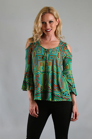 SASHA BELL SLEEVE TOP (GREEN)- T7691