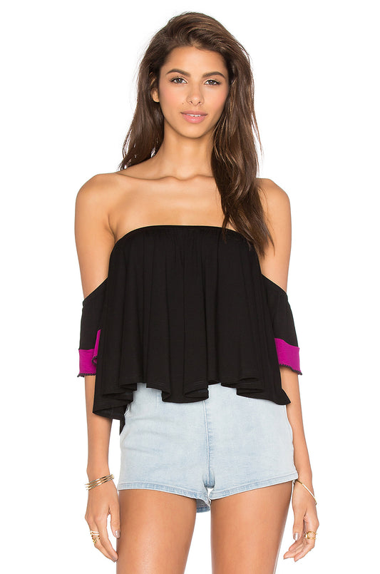 YOORI OFF SHOULDER TOP (Black)-VT1241