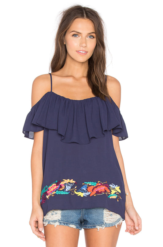 Ulla Ruffle Cami (NAVY)-CVT1204